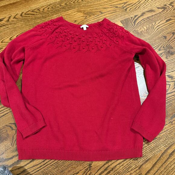 Talbots Sweater Women's Small Red Long Sleeve 100% Cotton - Picture 1 of 4